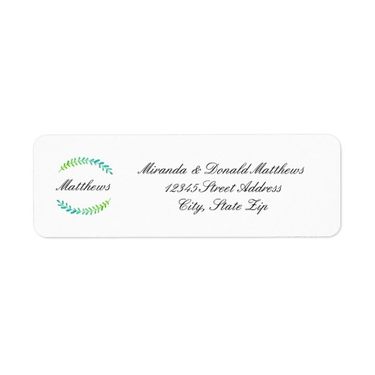 Branch Blue Green Wreath - Return Address Label (Voorkant)
