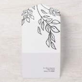 Branch Foliage Hand Drawn Black White Wedding All In One Uitnodiging (Buitenkant)