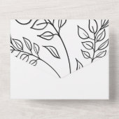 Branch Foliage Hand Drawn Black White Wedding All In One Uitnodiging (Achterkant)