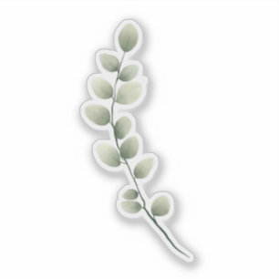Branch met lichtgroene bladeren in Waterverf stijl Sticker
