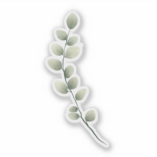 Branch met lichtgroene bladeren in Waterverf stijl Sticker (Voorkant)