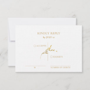 Branch minimalistische witte en gouden bruiloft RSVP kaartje