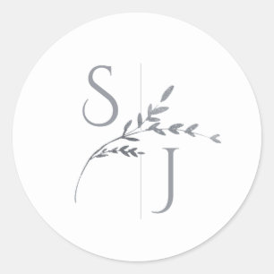Branch Minimalistische Witte & Zilveren Moderne Hu Ronde Sticker
