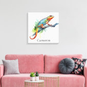 Branch of Colors: Chameleon Art, op maat Canvas Afdruk (Insitu (Woonkamer))
