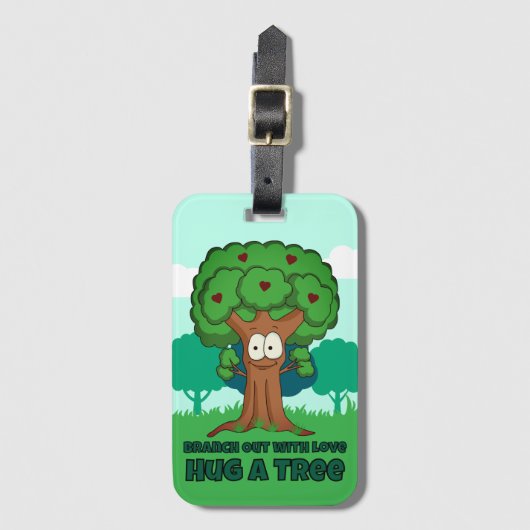 Branch out met liefde knuffel een boom bagagelabel (Voorkant (verticaal))