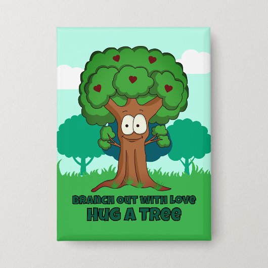Branch out met liefde knuffel een boom button (Voorkant)