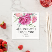 Branch, roze rozenbloemen en typografie bruiloft servet (Insitu)