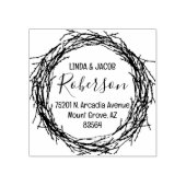 Branch Wreath Couple Return-adres Rubberstempel (Afrduk)