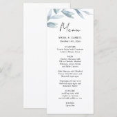 Branche aquarelle moderne. Carte de menu Mariage A (Devant / Derrière)