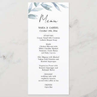 Branche aquarelle moderne. Carte de menu Mariage A