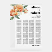 Branche avec rose de pêche carte de sièges mariage (Recto)