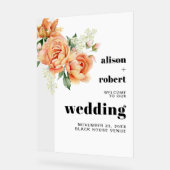 Branche avec rose de pêche mariage BIENVENUE (Angle)