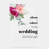 Branche avec rose rose gelé mariage WELCOME (Recto)