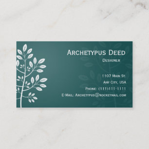 Branche blanche sur le carte de visite turquoise