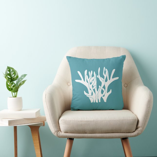 Branche de corail blanc Oreiller Cyan (Chaise)