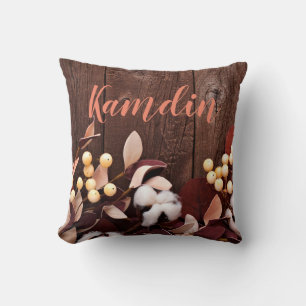 Branche de coton Coussin personnalisée sur Dark Wo