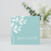 Branche de feuilles de Faire-part de mariage Bleu (Debout devant)