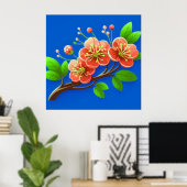 🌸 Branche de Fleur Rose Décoration Murale Poster (Bureau à domicile)