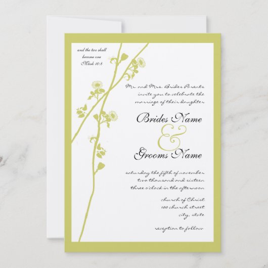 Branche de fleurs sauvages de chaux Faire-part de (Devant)