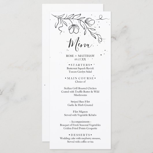 Branche de floraison stylisée et gouttes du menu d (Devant / Derrière)