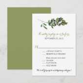 Branche de olivier à l'aquarelle | RSVP de mariage (Devant / Derrière)