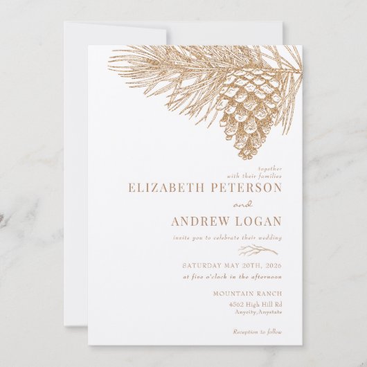 Branche de pin | Faire-part de mariage des forêts (Devant)