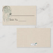 Branche de Willow sur Linen Mariage Cartes de plac (Devant / Derrière)