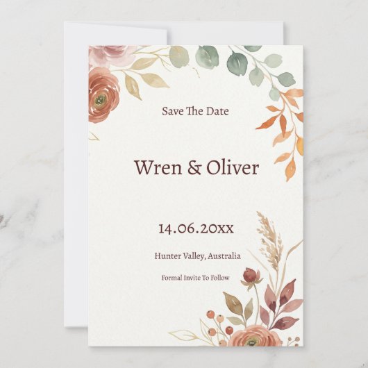Branche d'olive botanique Save the Date (Devant)