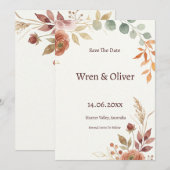 Branche d'olive botanique Save the Date (Devant / Derrière)