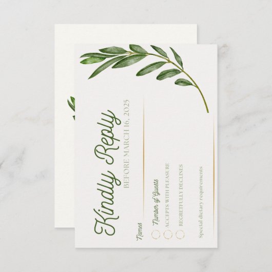 Branche d'olive - Carte RSVP (Devant / Derrière)