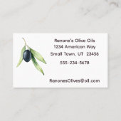 Branche d'olive colorée Carte de visite d'olives (Dos)