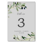 Branche d'olive moderne | Numéro de table grise (Dos)