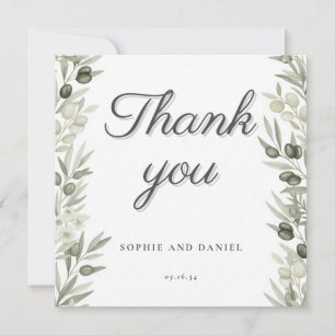 Branche d'olive rustique et Merci de Mariage flora