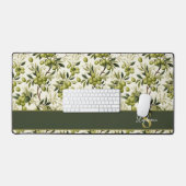 Branche d'olive verte méditerranéenne en monogramm (Clavier et souris)