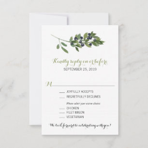 Branche d'olivier à l'aquarelle   RSVP de mariage