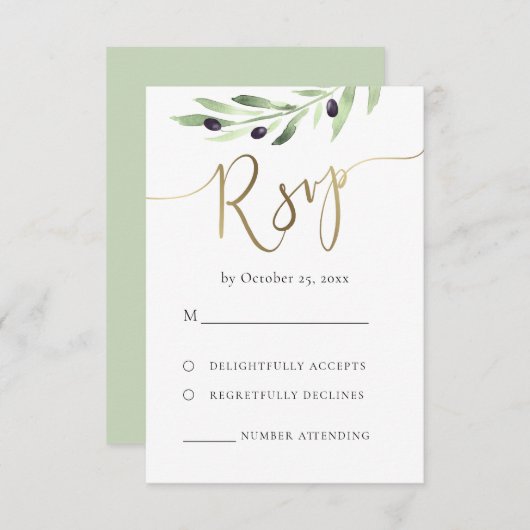 branche d'olivier mariage RSVP (Devant / Derrière)