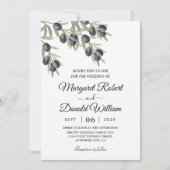 branche d'olivier noir eau mariage invitations (Devant)