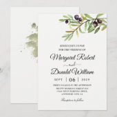branche d'olivier watercolor invitations de mariag (Devant / Derrière)