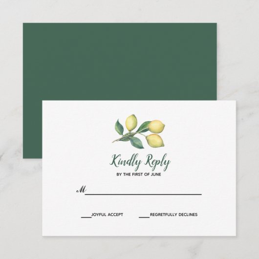 Branche du citron | Mariage RSVP (Devant / Derrière)