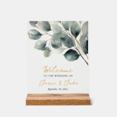 Branche Eucalyptus signe d'accueil vert et or (Recto)