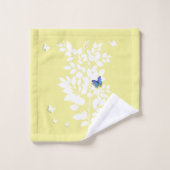 Branche feuillue blanche et papillon bleu (Gant de toilette)