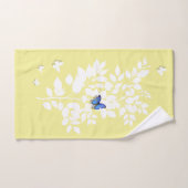 Branche feuillue blanche et papillon bleu (Serviette à main)
