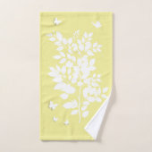 Branche feuillue blanche et papillons (Serviette à main)