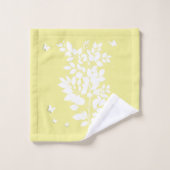 Branche feuillue blanche et papillons (Gant de toilette)