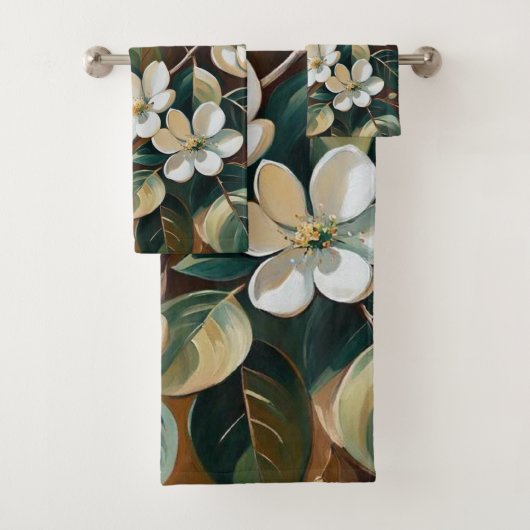 Branche fleurie 7 serviettes de bain (En situation)