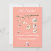 Branche Floral Tea Party Anniversaire Invitation (Devant)
