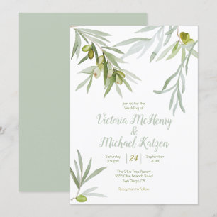 Branche italienne d'olivier Invitations de mariage