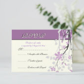 Branche Magnolia fleurs violettes mariage carte RS (Debout devant)