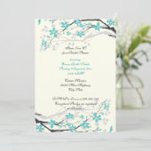 Branche Magnolia turquoise invitation de douche nu (Debout devant)