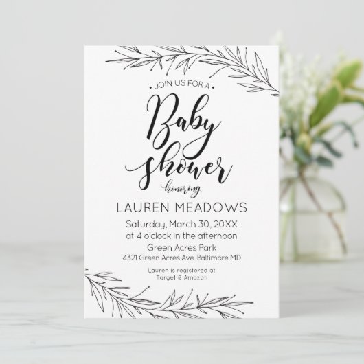 Branches à main Baby shower Invitation (Debout devant)